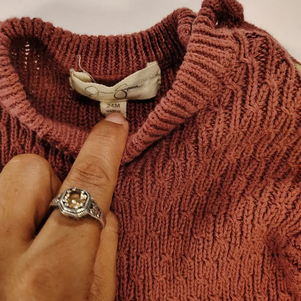 Jessica Simpson Baby Girl 18M Pink Cable Knit Sweater Pants Set Cottagecore